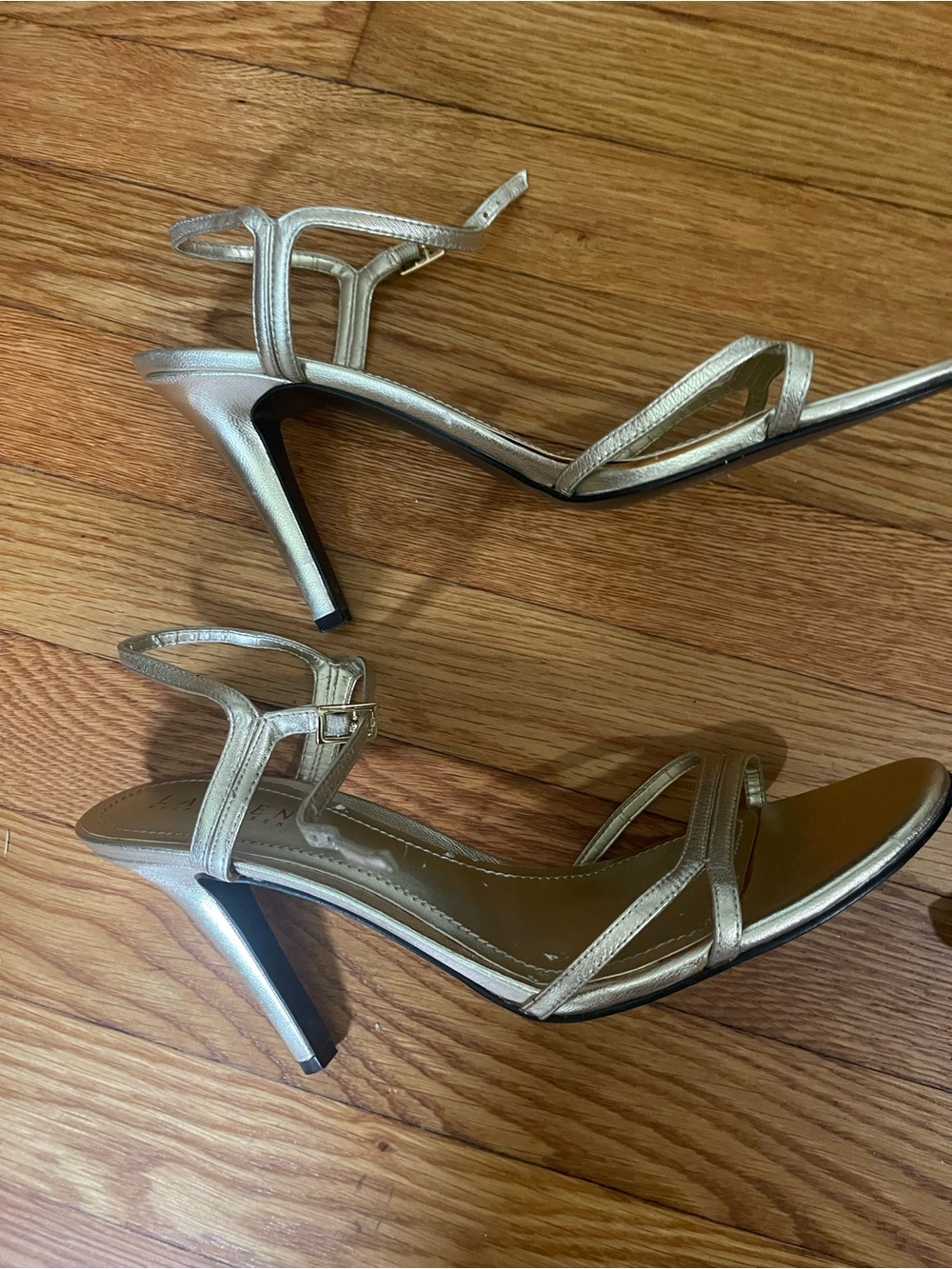 Ralph Lauren Silver Metallic Strappy Heel Sandals